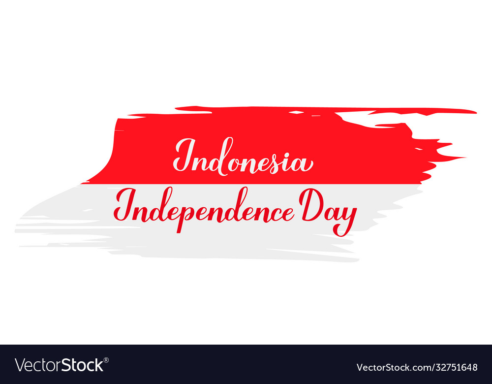 Indonesia independence day calligraphy hand Vector Image