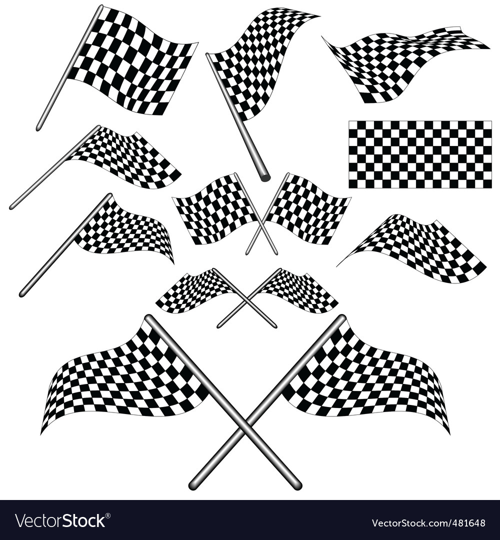 Set Checkered Flag Royalty Free Vector Image - VectorStock