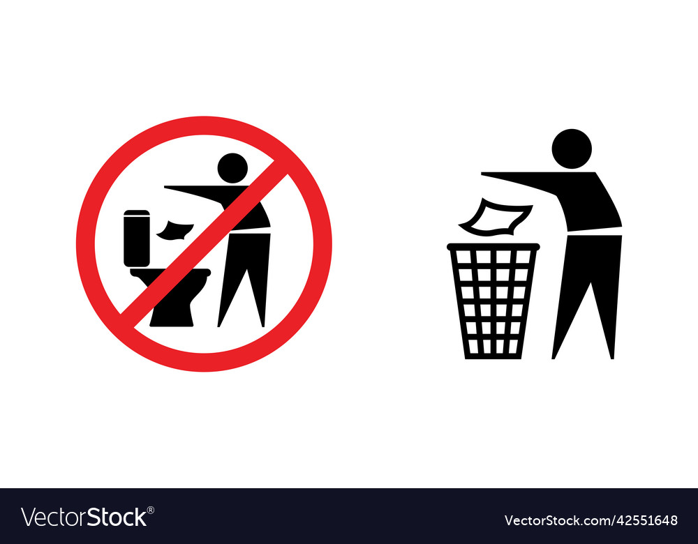 Throw in the trash do not in the toilet Royalty Free Vector