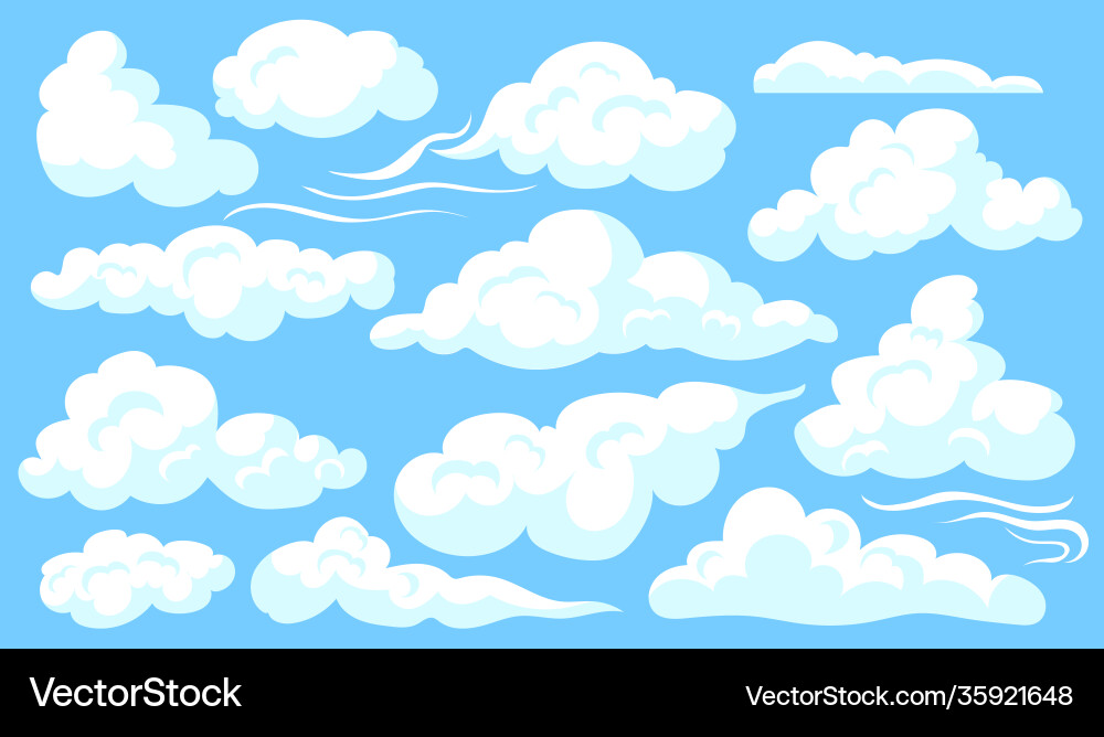 White clouds set Royalty Free Vector Image - VectorStock