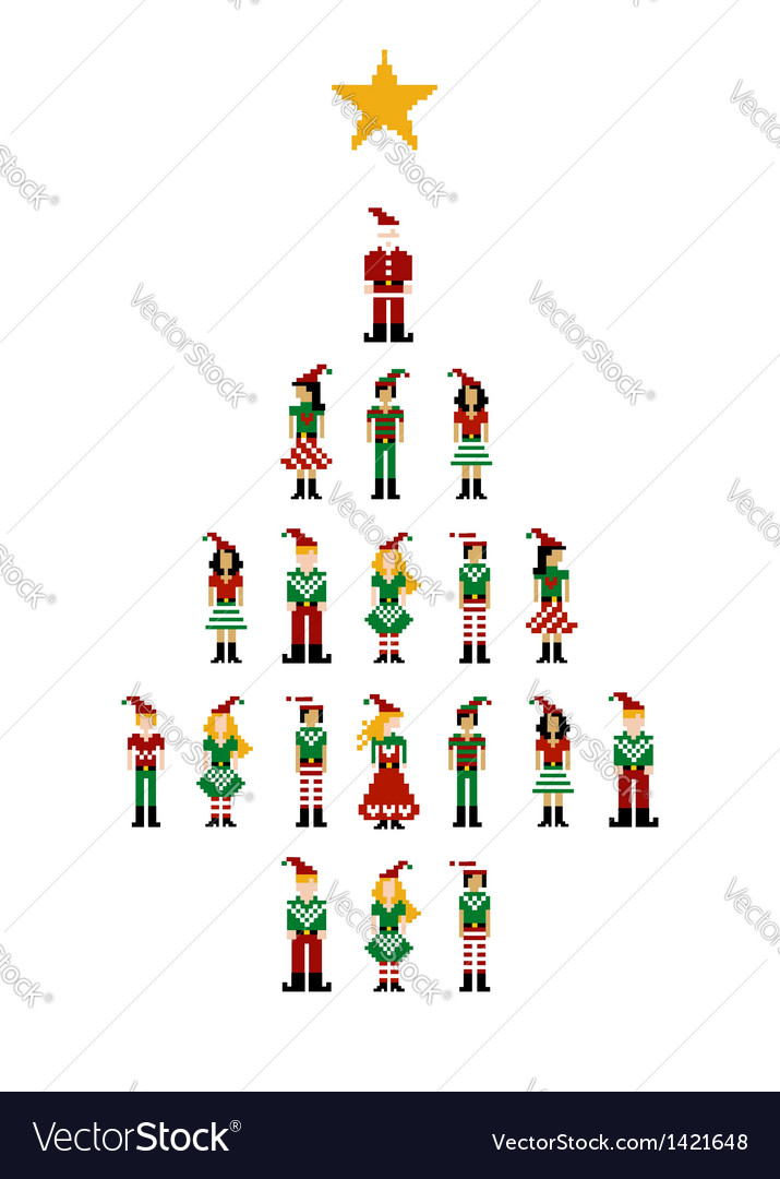 Xmas Pixel Characters Series Royalty Free Vector Image