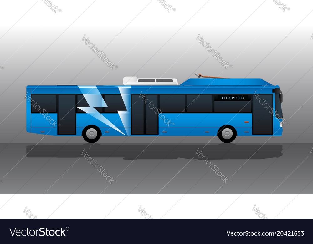 Blue electric bus with lightning symbol Royalty Free Vector