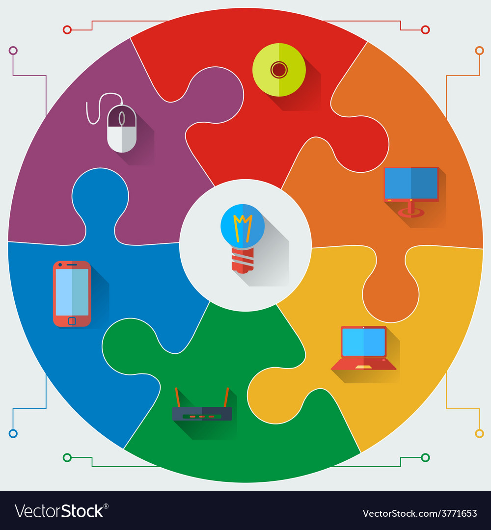 infographics report templates in a circular puzzle