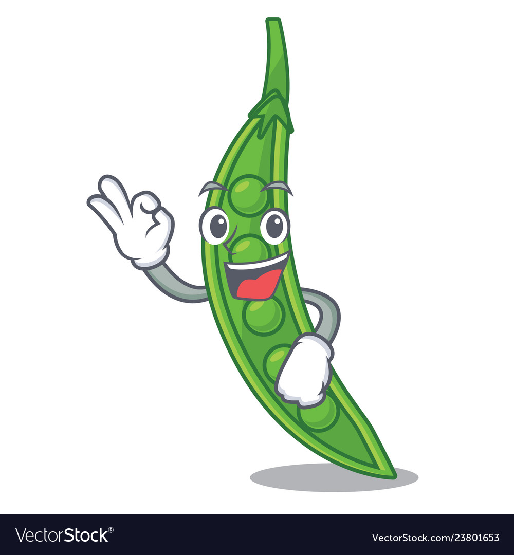 Okay snow pea in a cartoon bowl Royalty Free Vector Image Okay snow pea in a cartoon bowl Royalty Free Vector Image