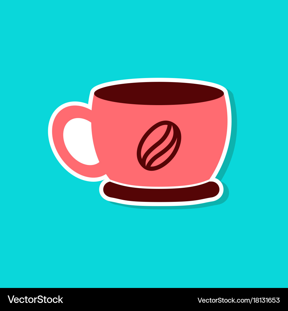 Paper sticker on stylish background coffee cup Vector Image