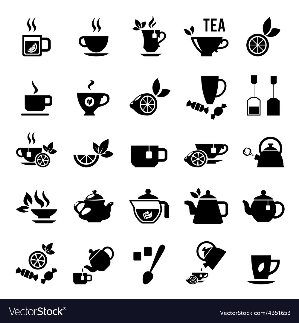 Set Tea Icons Royalty Free Vector Image Vectorstock