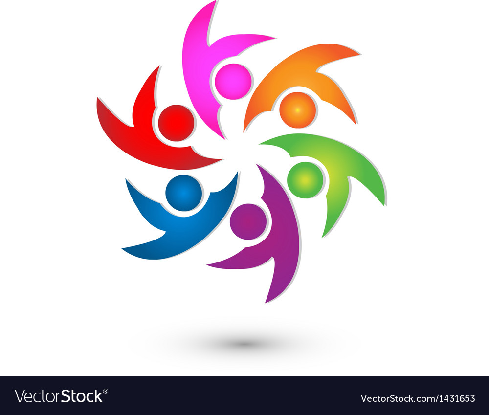 Teamwork happy group logo Royalty Free Vector Image