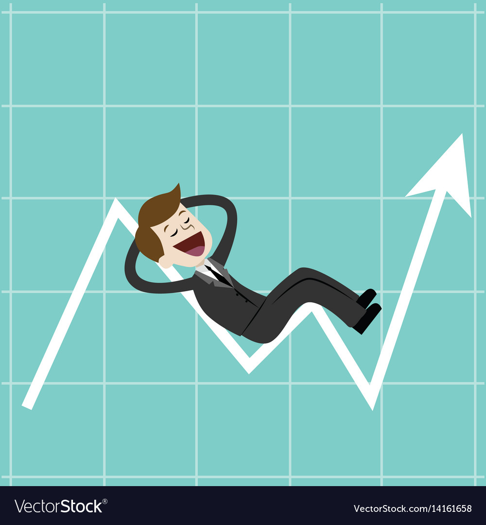 Businessman on chart raise the graph to get a lot Vector Image