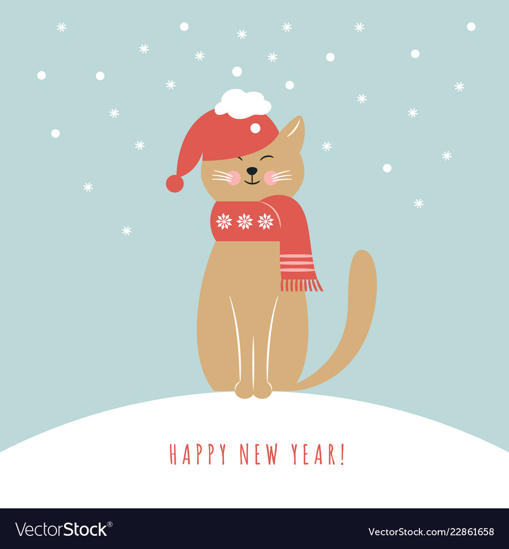 Cat in red hat Royalty Free Vector Image - VectorStock