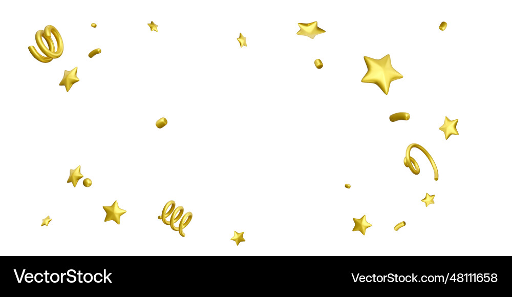 Golden confetti 3d confetti template isolated Vector Image