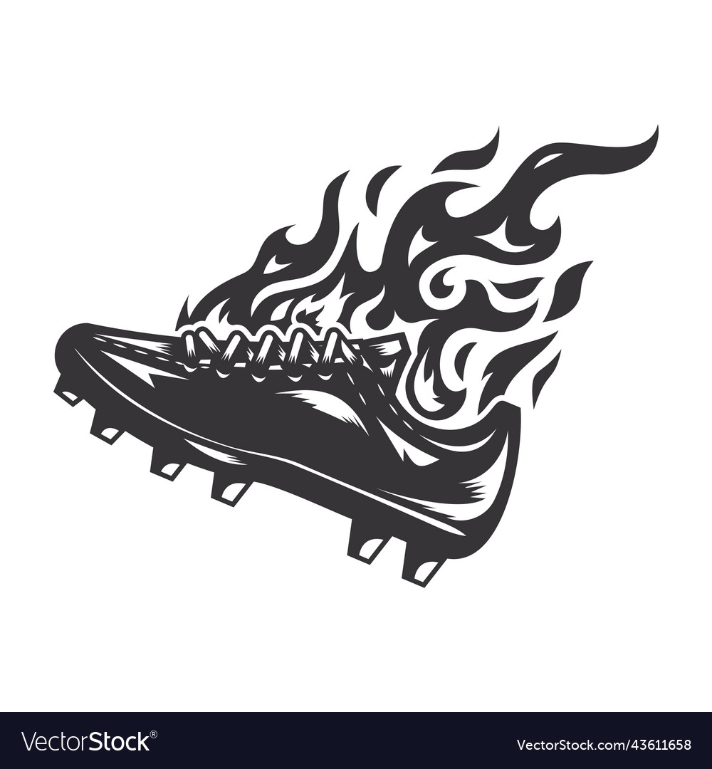 Hot stud soccer shoe fire logo silhouettesoccer vector image Hot stud soccer shoe fire logo silhouettesoccer