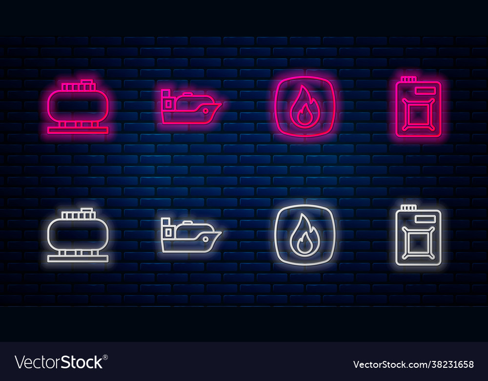 Set line oil tanker ship fire flame storage Vector Image