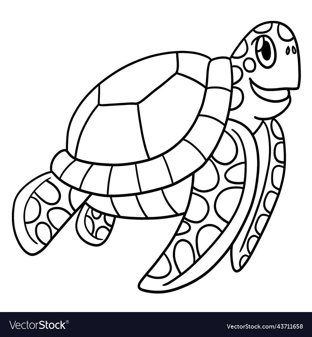 Turtle isolated coloring page for kids Royalty Free Vector