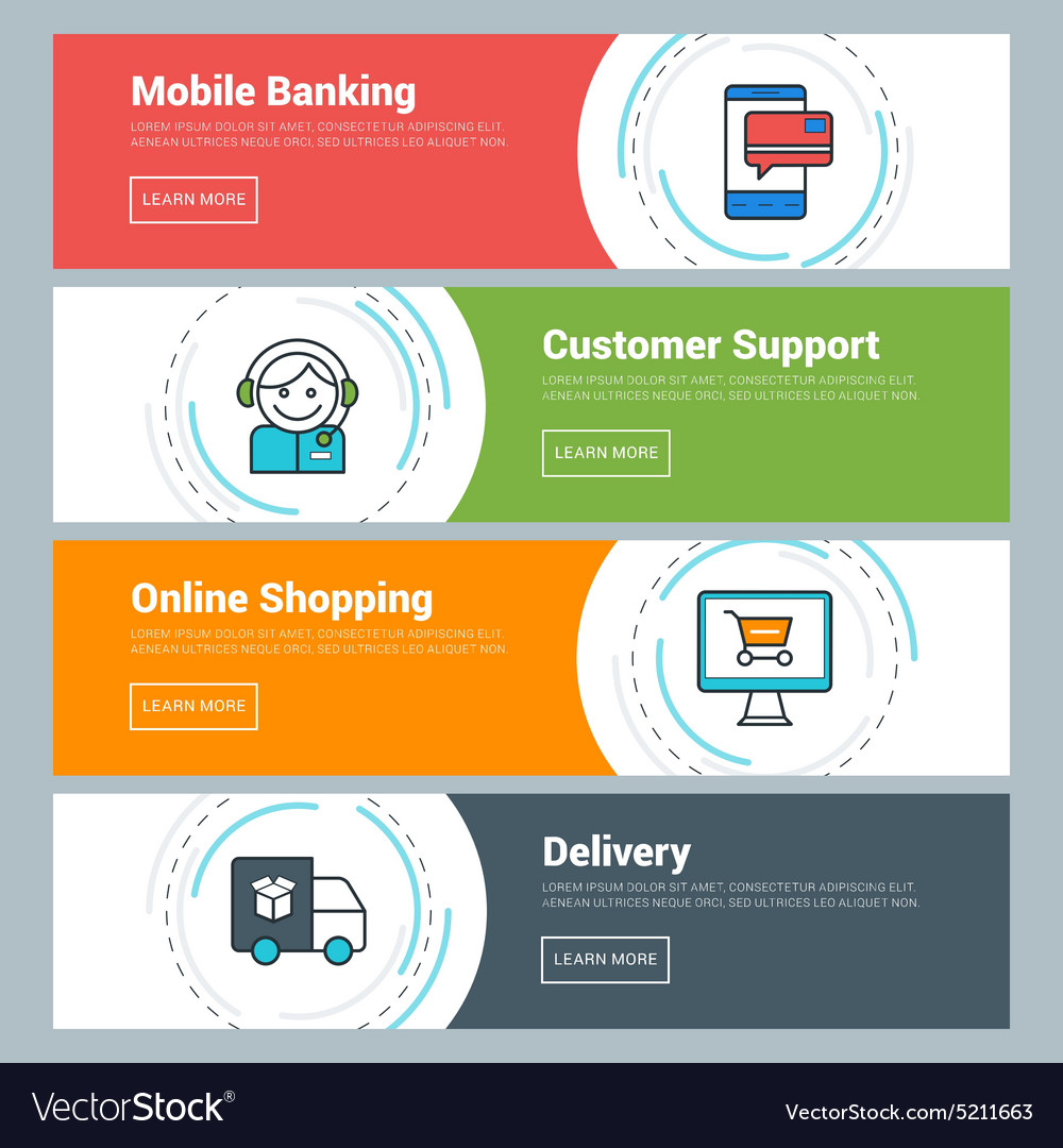 Flat Design Concept Set Of Web Banners Mobile Vector Image