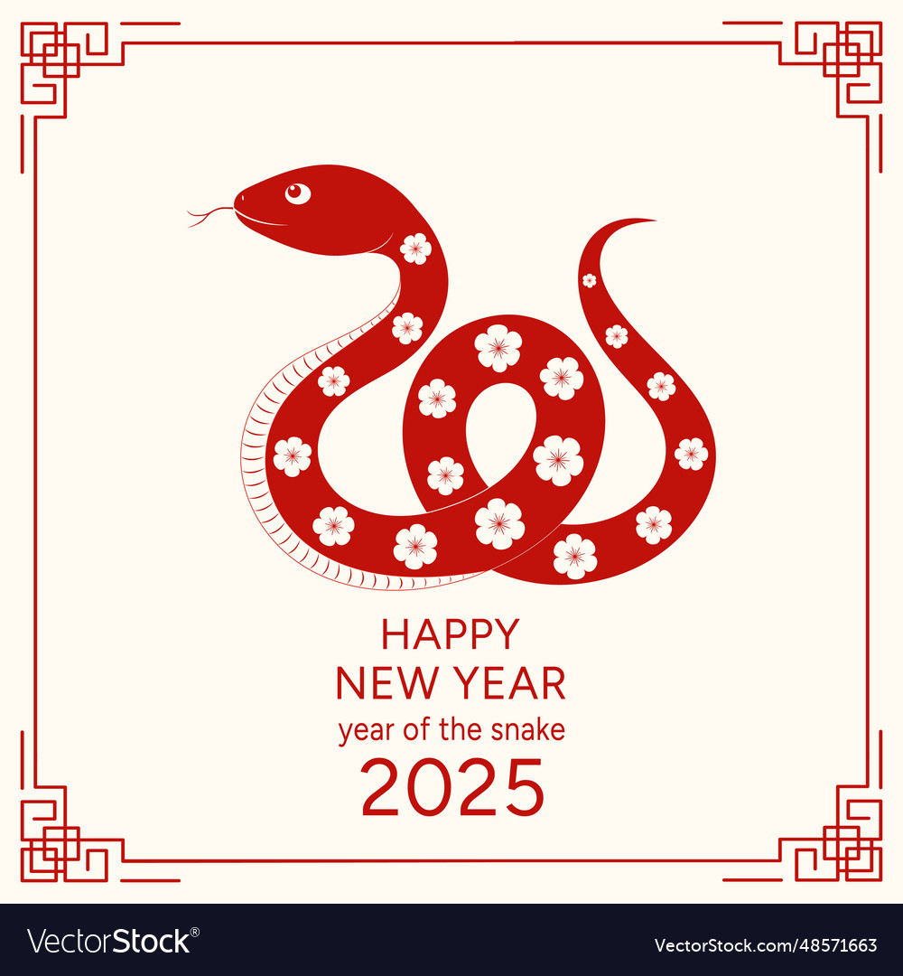 Happy new year 2025 background year of the snake Vector Image