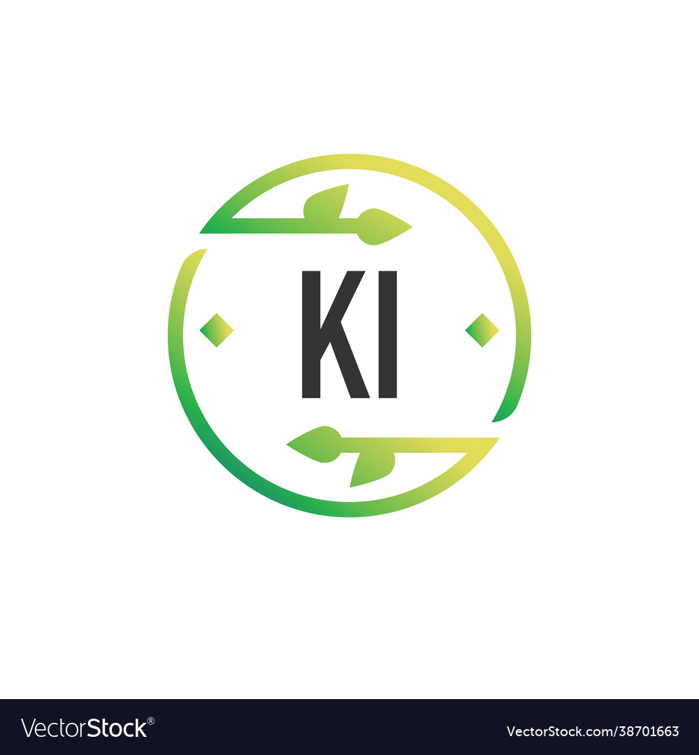 Initial letter ki nature logo design template Vector Image