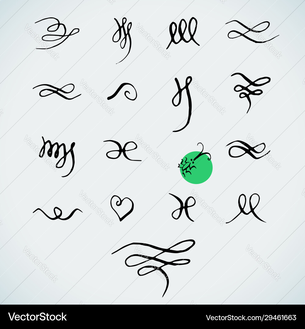 Set handdrawn calligraphic elements Royalty Free Vector