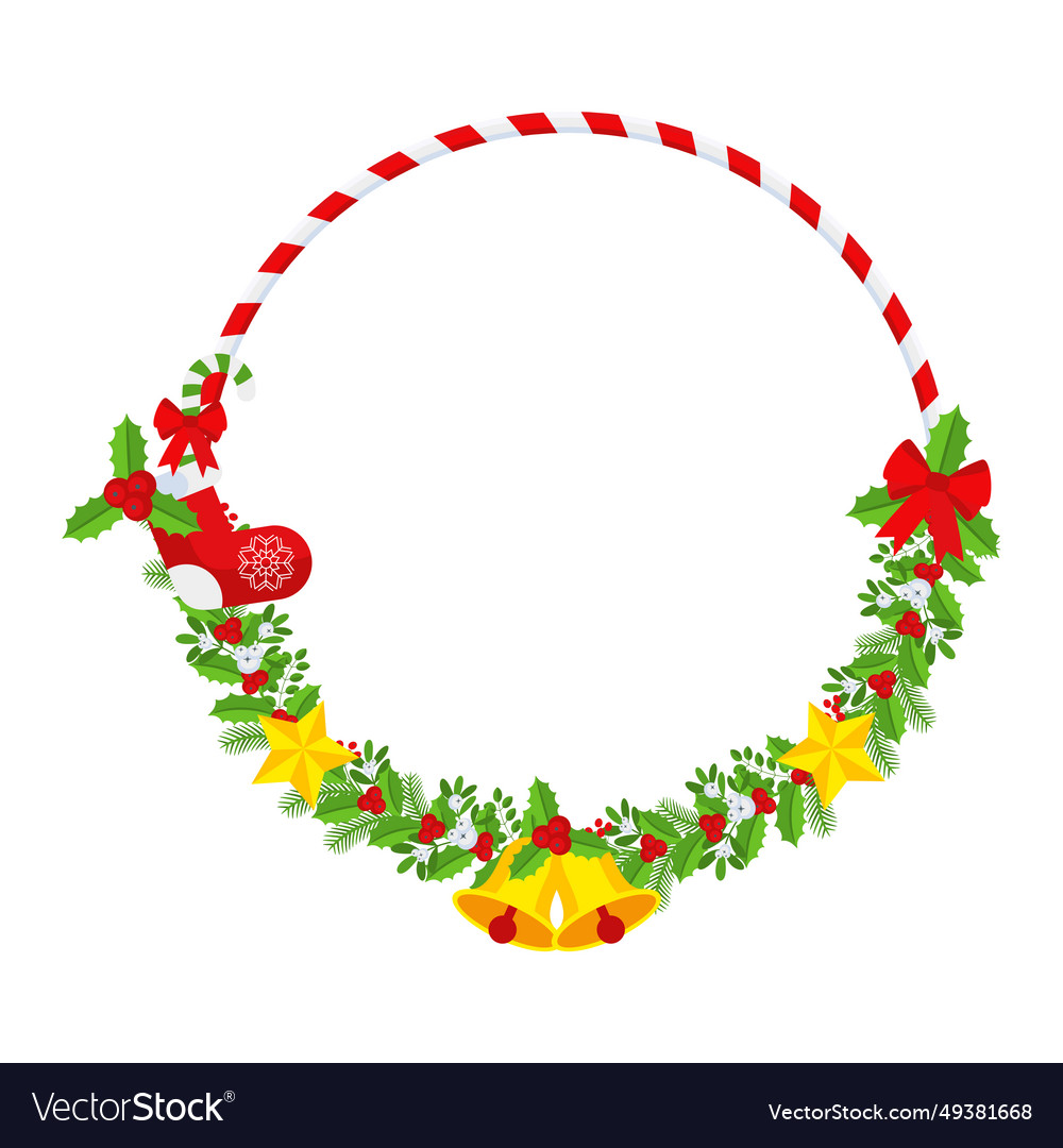 Christmas round floral wreath frame traditional