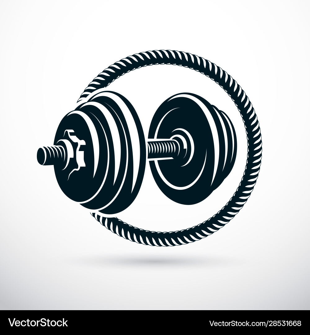 Dumbbell with disc weight cross fit Royalty Free Vector