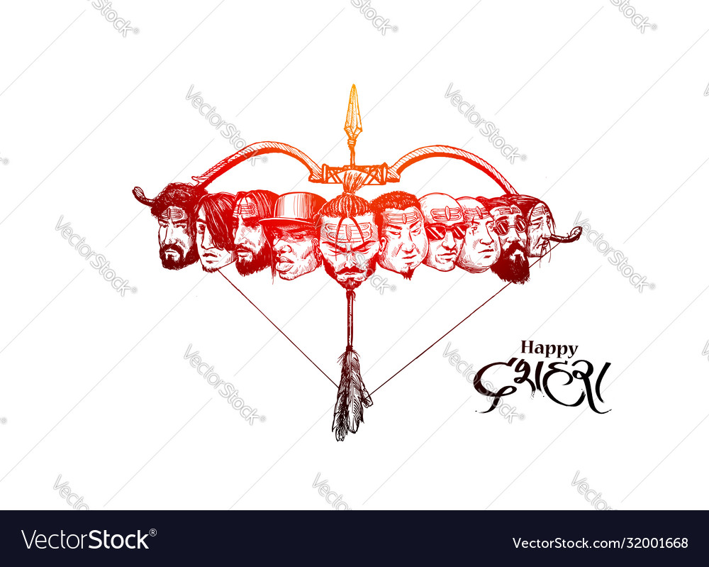 Dussehra celebration - ravana ten heads with bow