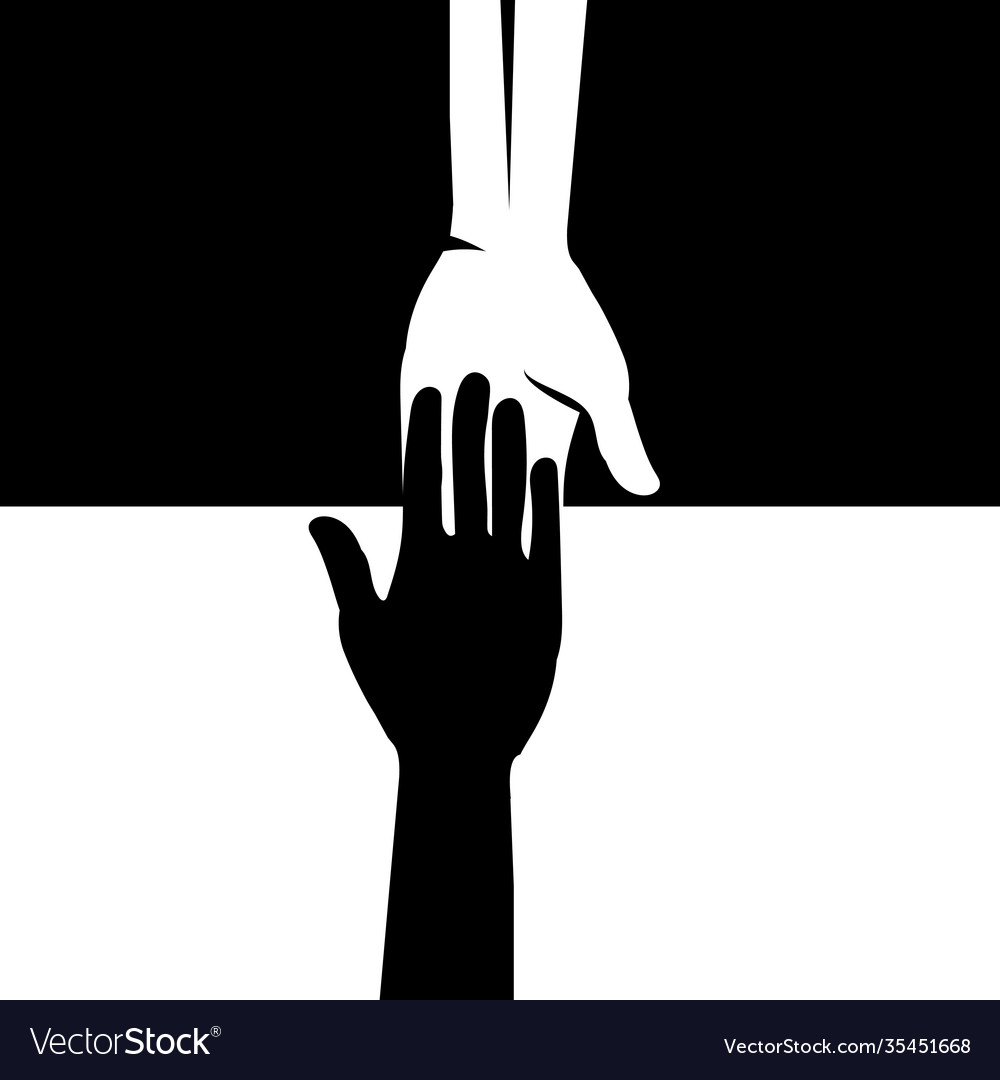 Hands reaching for each other salvation man Vector Image