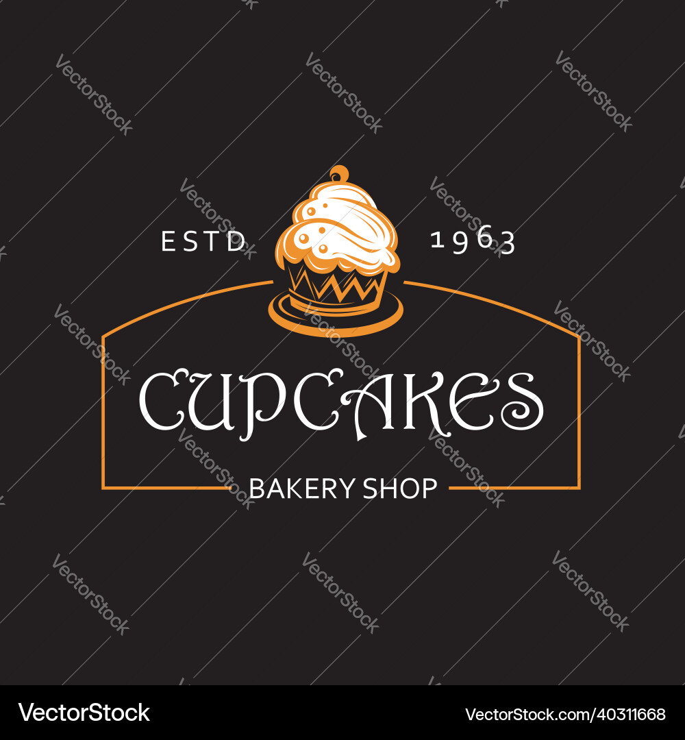 Label with cupcake Royalty Free Vector Image - VectorStock