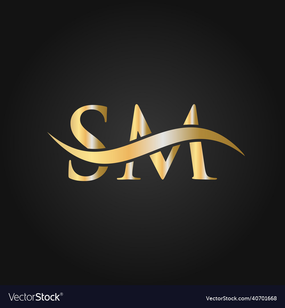 Letter sm logo design template s m Royalty Free Vector Image