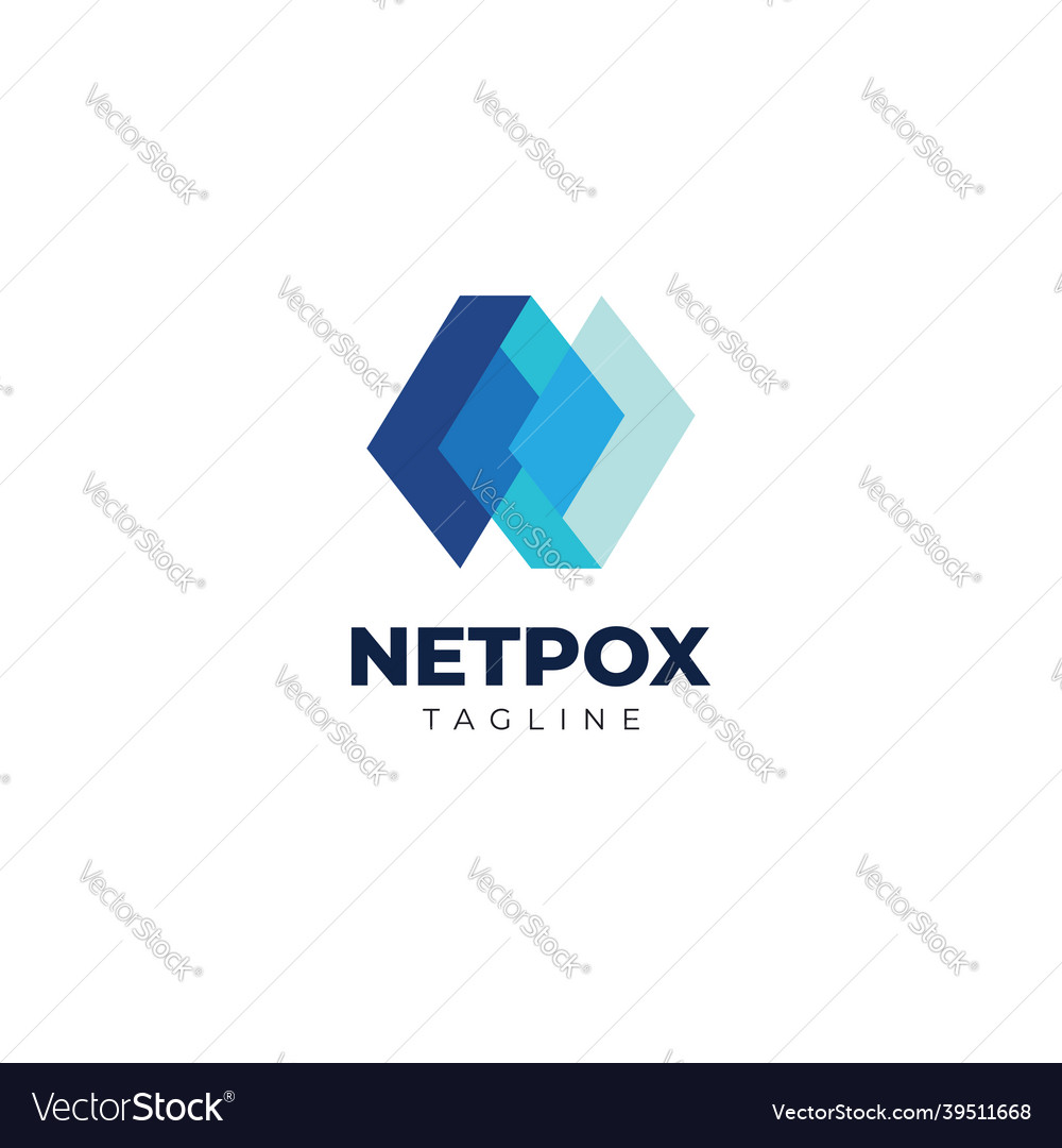 Modern technology blue layer logo design template