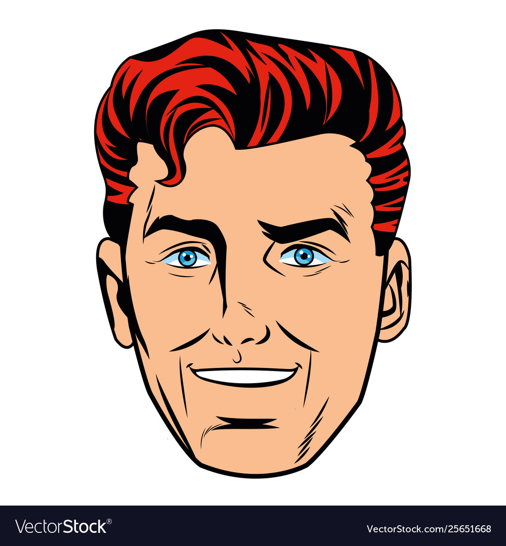 Pop art handsome man smiling isolated Royalty Free Vector