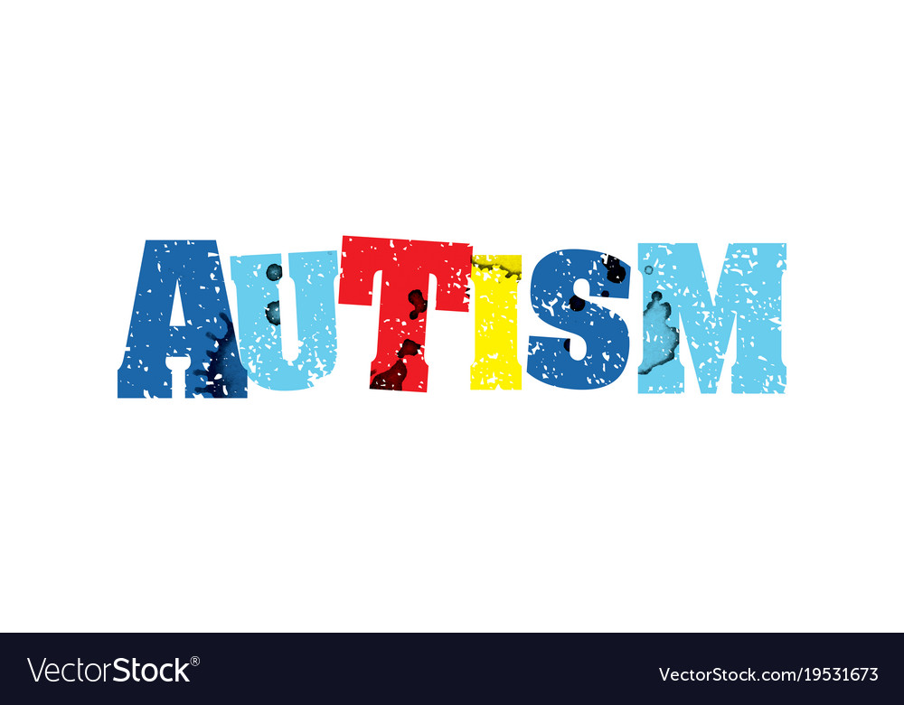 Autism concept colorful stamped word Royalty Free Vector