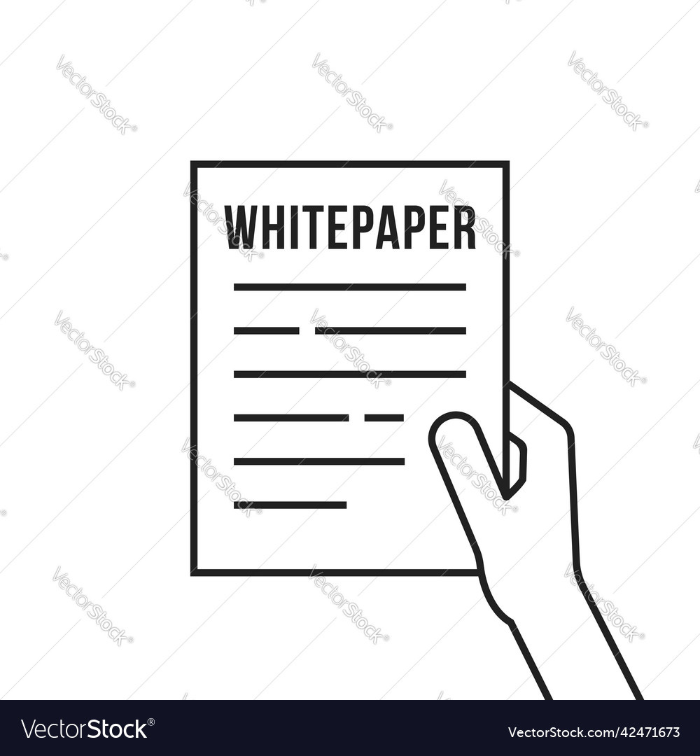 Black thin line hand holding whitepaper