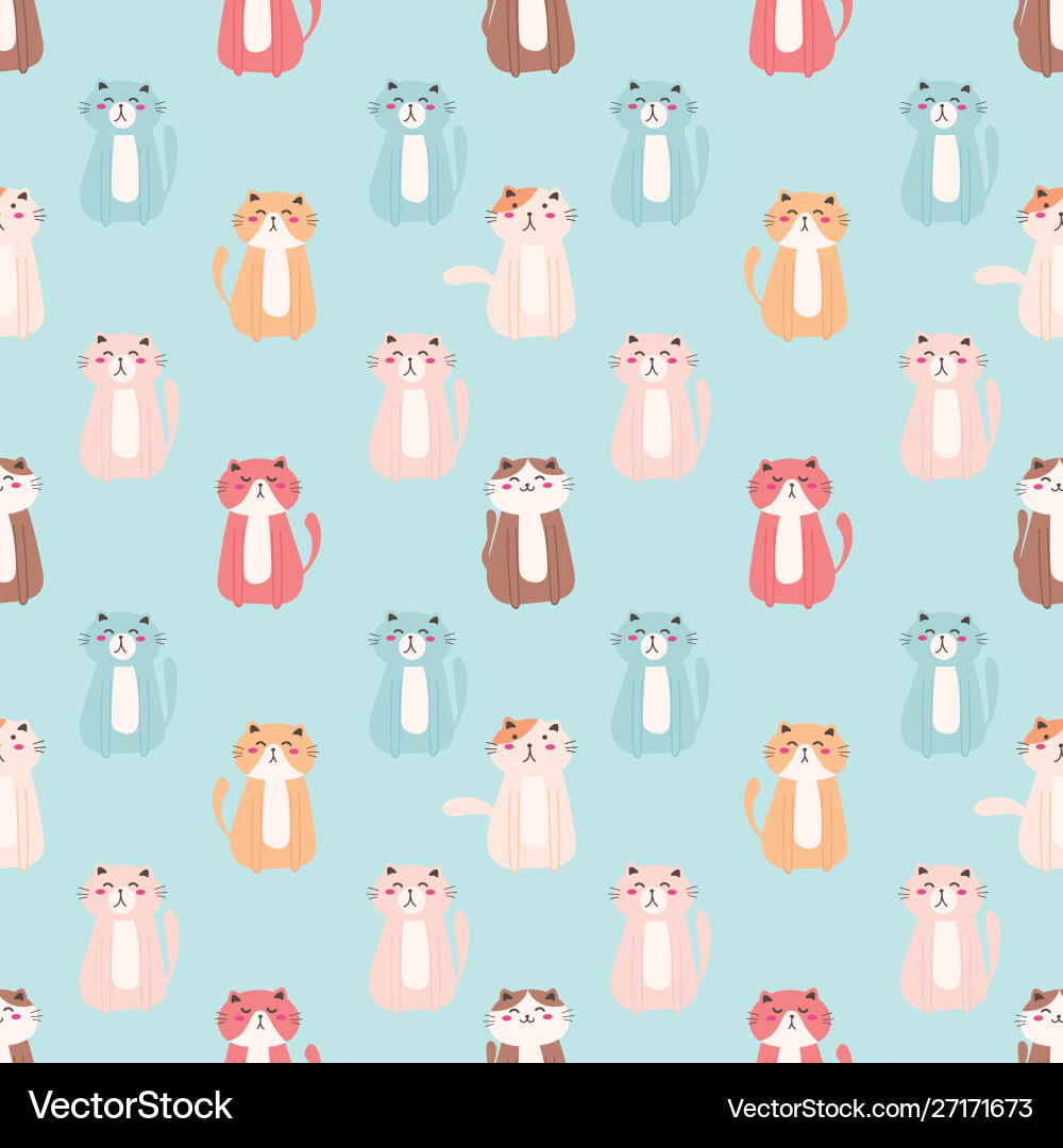 Cute cat seamless pattern background Royalty Free Vector
