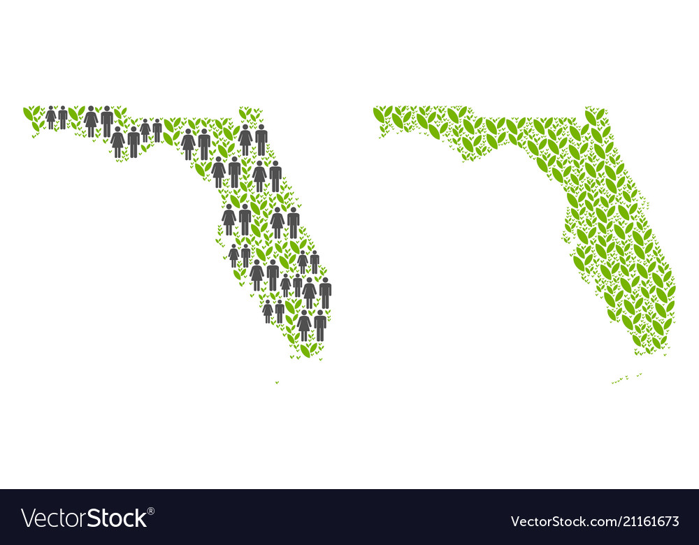 People and flora florida map Royalty Free Vector Image