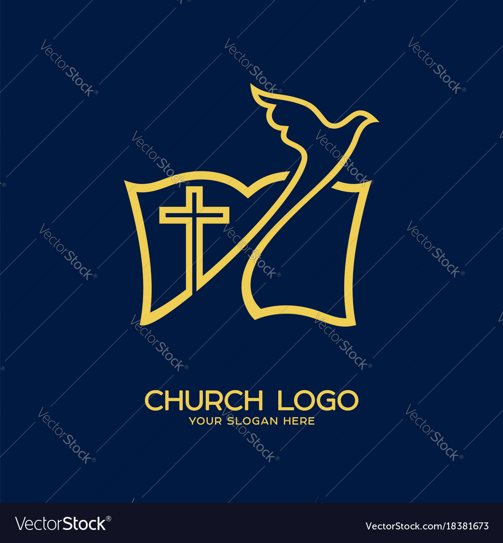 Pigeon cross and bible Royalty Free Vector Image