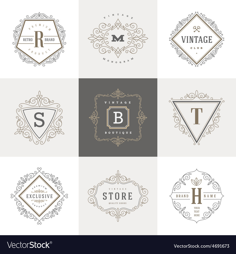 Set of monogram flourishes logo