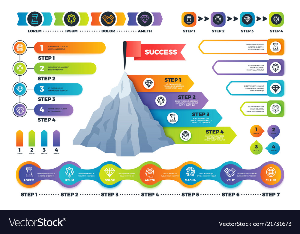 Step infographics pyramid graph with process Vector Image