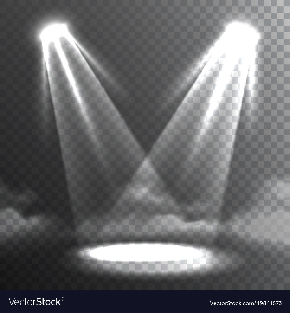 Two white lights beams meet banner Royalty Free Vector Image