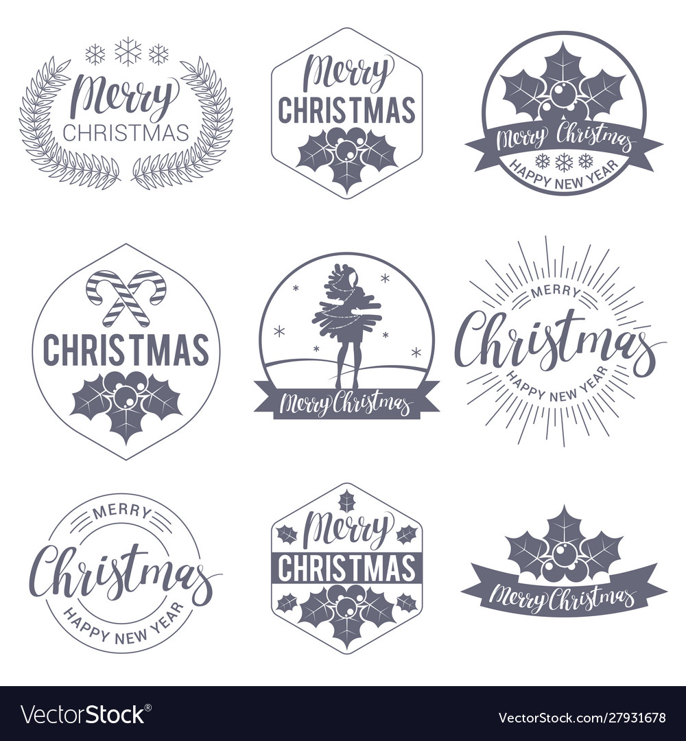 Christmas labels and badges vector image Christmas labels and badges