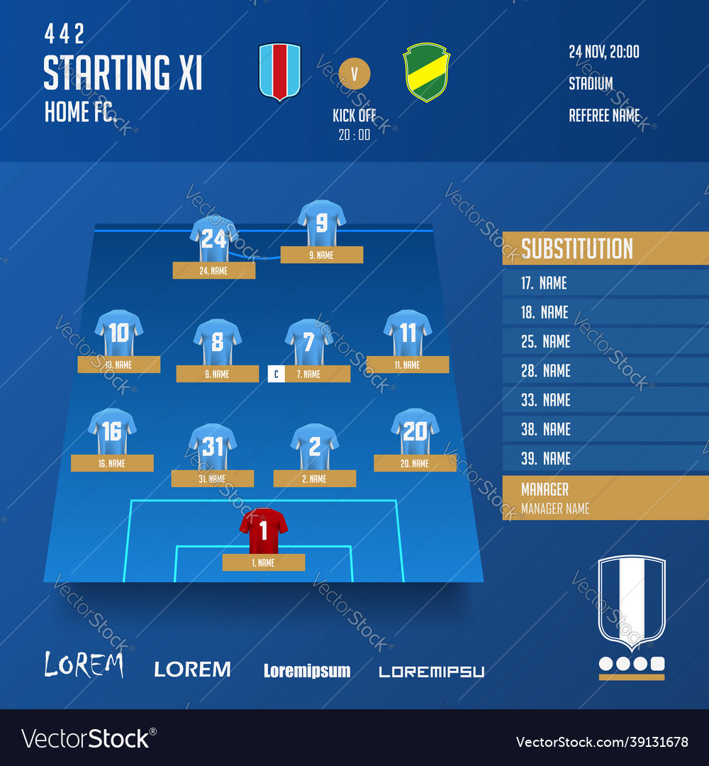 Football Soccer Match Lineups Infographic Vector Image football-soccer-match-lineups-infographic-vector-image