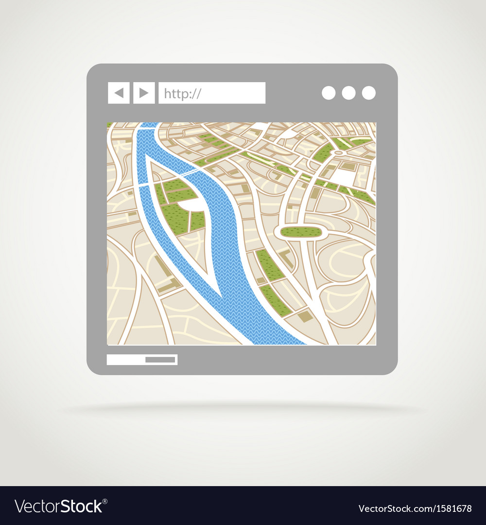 Modern web browser window with a map Royalty Free Vector