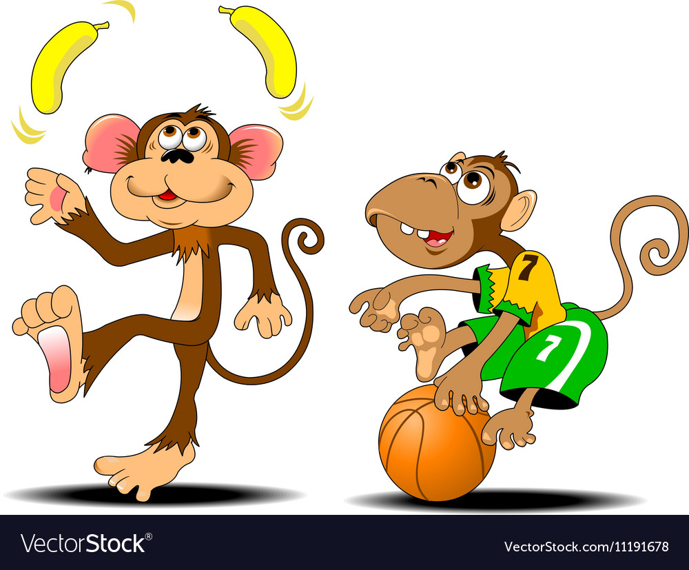 Two monkey cartoon Royalty Free Vector Image - VectorStock Two monkey cartoon Royalty Free Vector Image - VectorStock