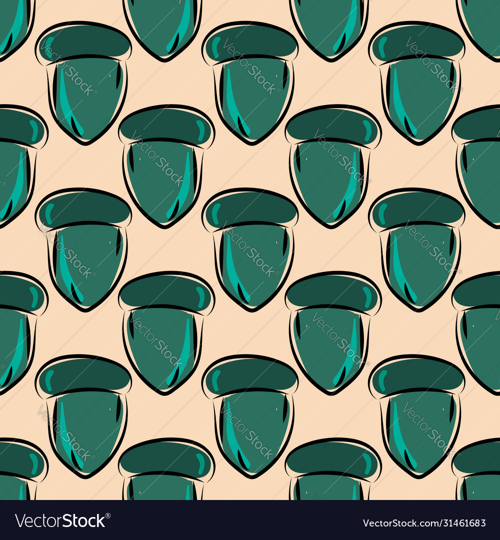 Acorns pattern on white background Royalty Free Vector Image