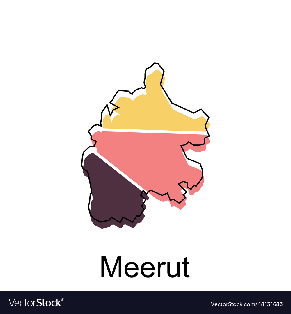 Map of meerut city modern outline high detailed Vector Image