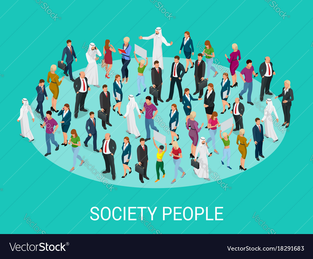 Society Isometric Background With People Of Vector Image