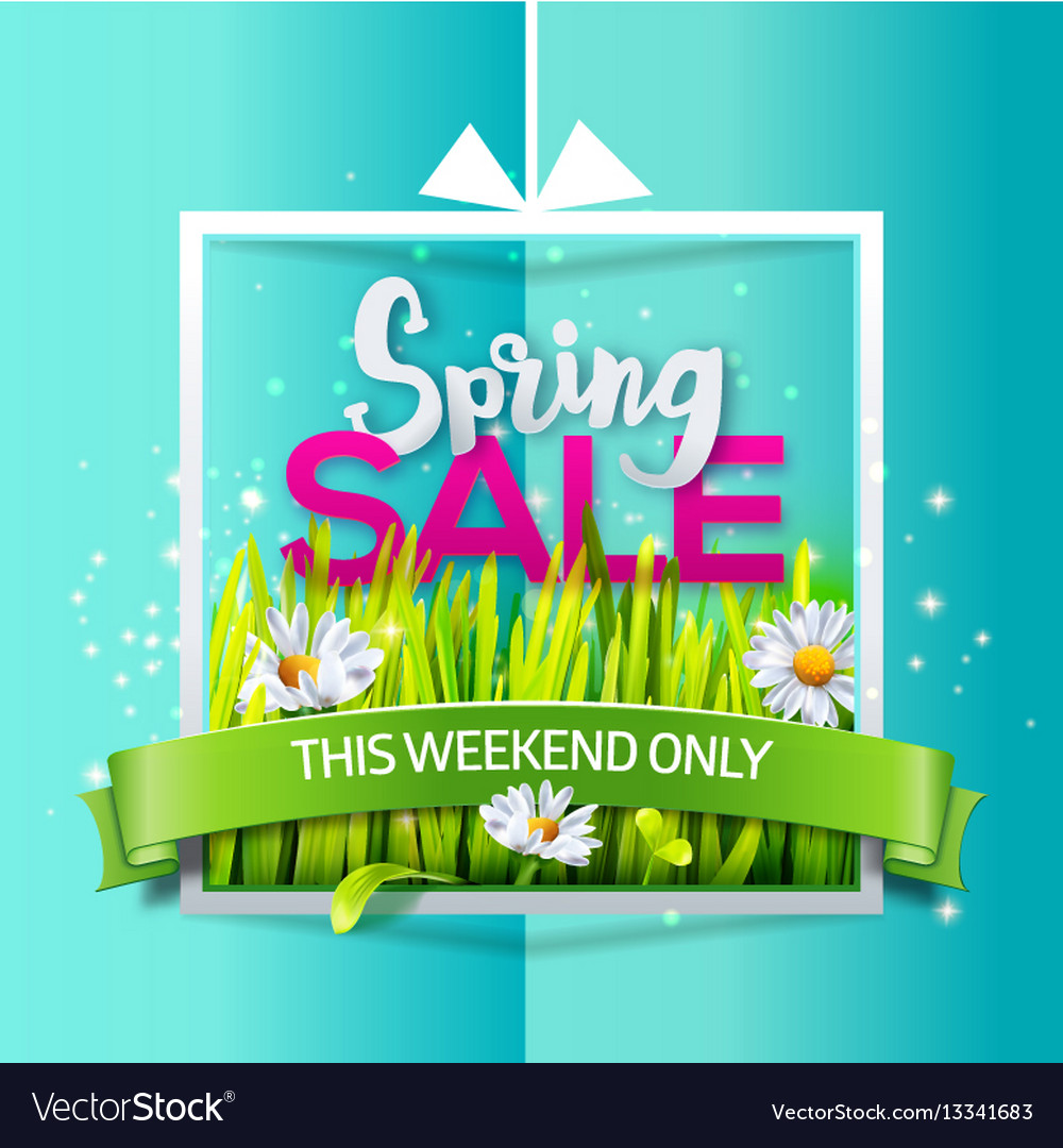 Spring Sale Banner On Blue Paper Royalty Free Vector Image