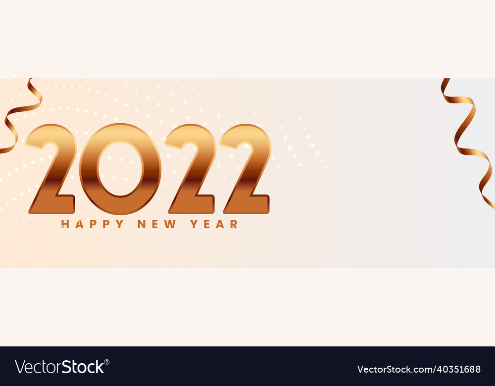 Happy New Year 2022 Celebration Golden Banner Vector Image Happy New Year 2022 Celebration Golden Banner Vector Image