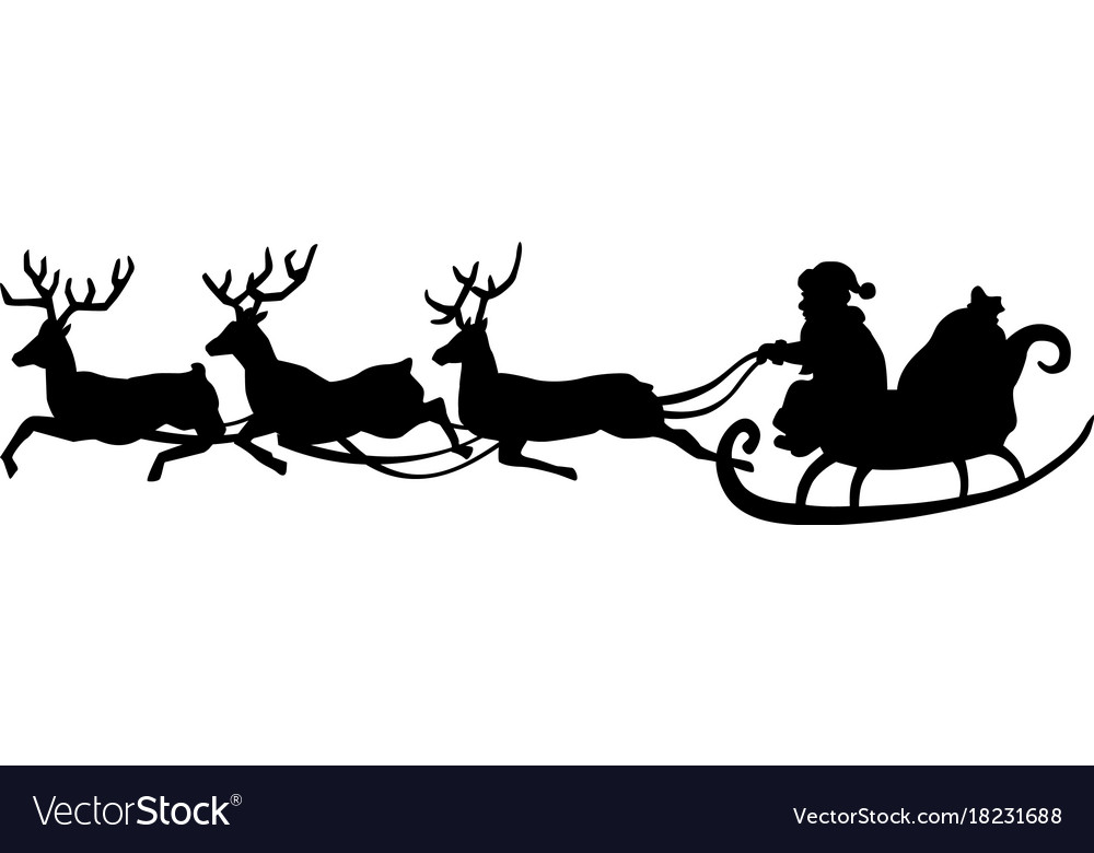 Santa claus is riding in a sleigh with a cart of Vector Image