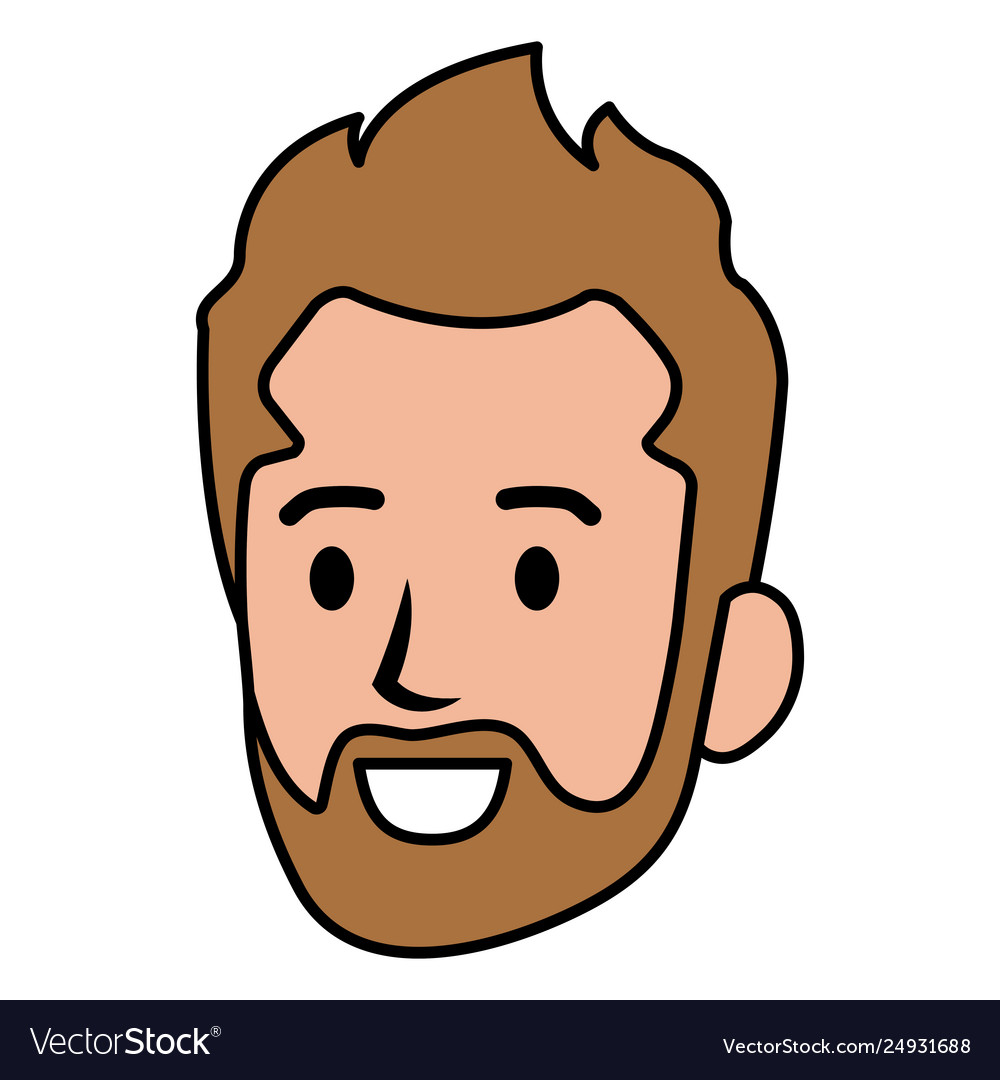 Young man head with beard avatar character Vector Image