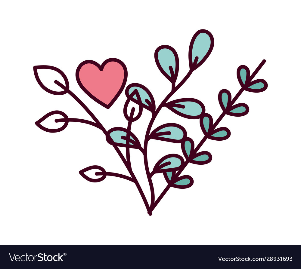 Happy valentines day branches leaves hearts love Vector Image