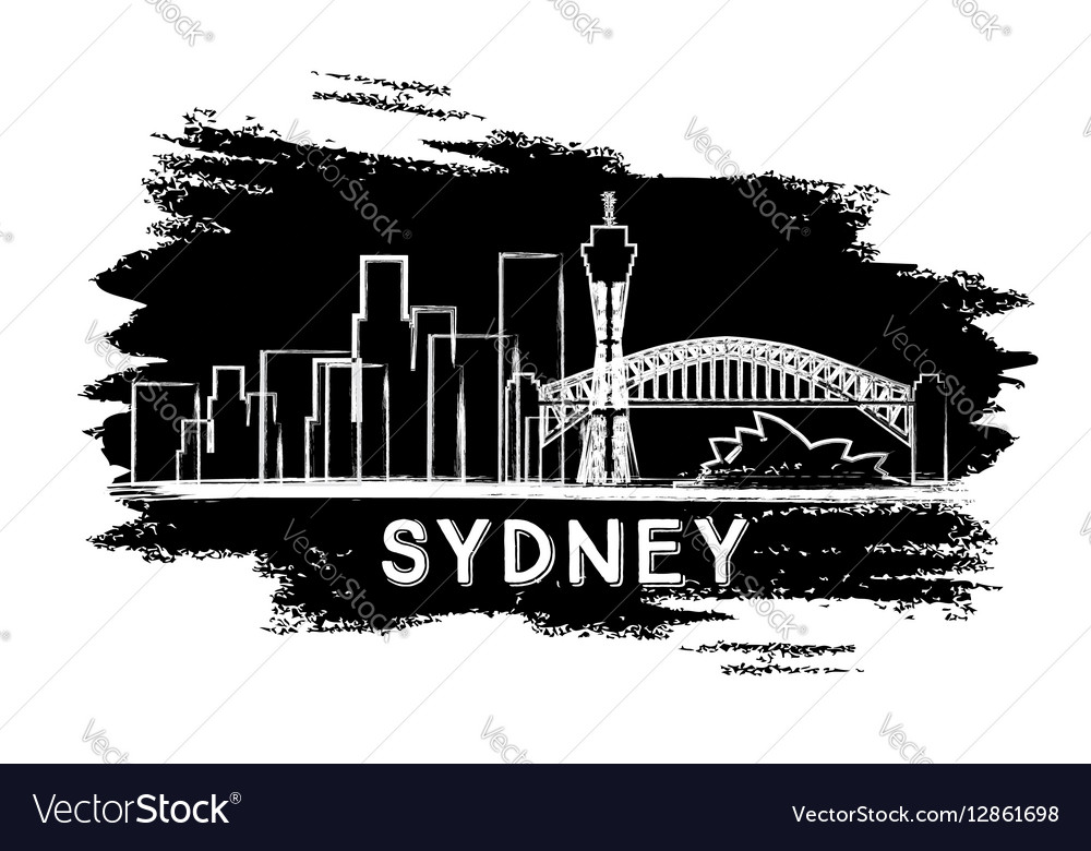 Sydney skyline silhouette hand drawn sketch Vector Image